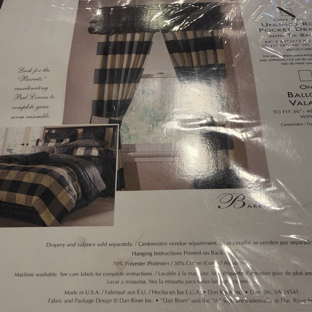 Dan River Coordinates Barritz Draperies 84x84 Multi Geometric One Pair Vintage